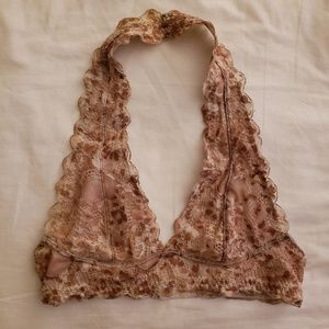 Free People Leopard Lace Halter Bralette